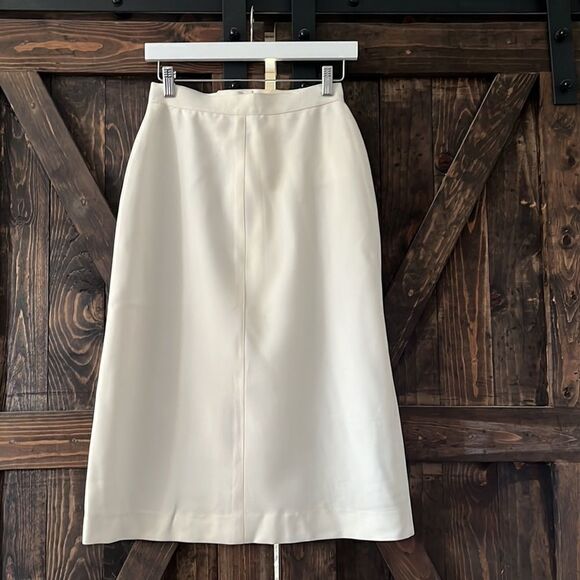 Breckinridge vintage ivory white front button skirt Sz-8 - Picture 6 of 7